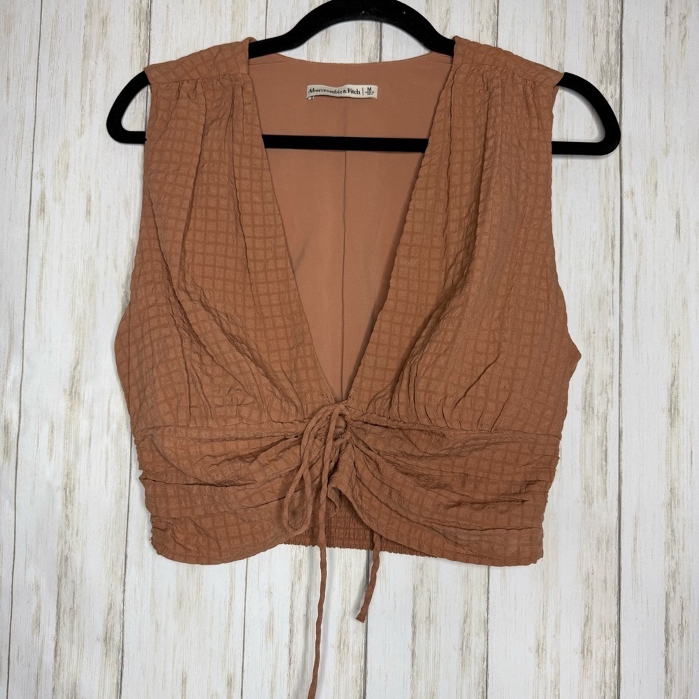 Abercrombie & Fitch Tan Textured Crop Top